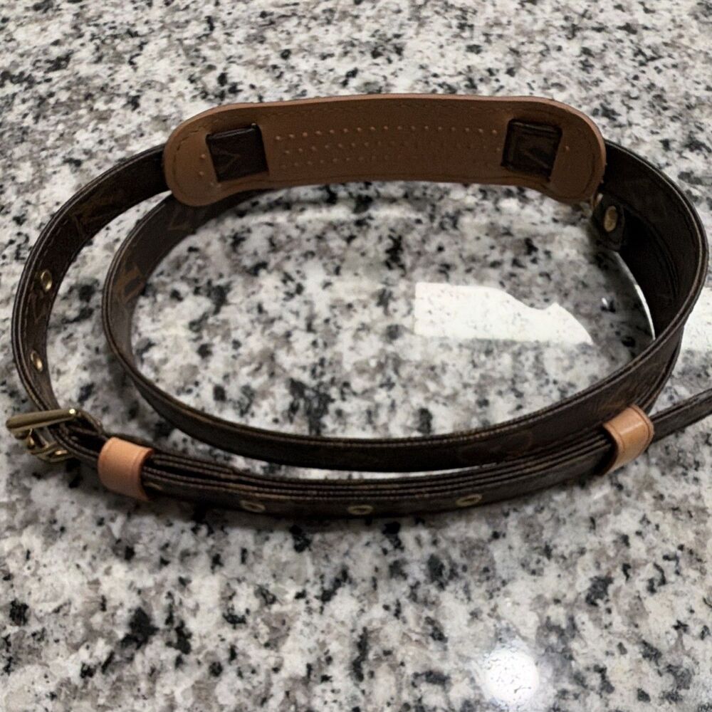 Authentic Louis Vuitton Monogram Canvas 16mm Adjustable Shoulder Strap Pristine - Picture 2 of 16